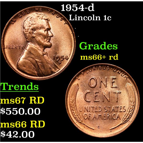 1954-d Lincoln Cent 1c Grades GEM++ RD