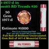 Image 1 : Shotgun Lincoln 1c roll, 1977-d 50 pcs Brandt 50c Wrapper.