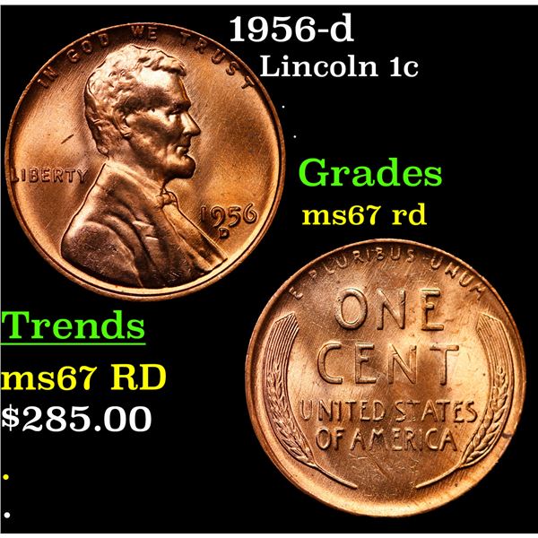 1956-d Lincoln Cent 1c Grades GEM++ Unc RD