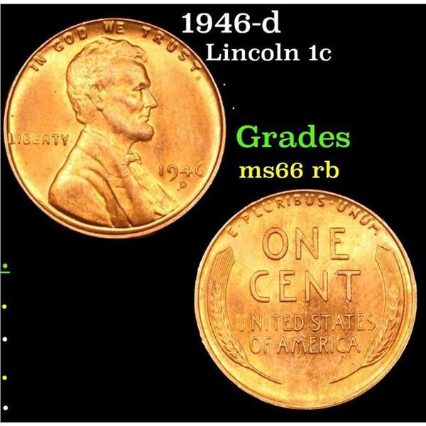 1946-d Lincoln Cent 1c Grades GEM+ Unc RB