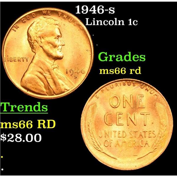 1946-s Lincoln Cent 1c Grades GEM+ Unc RD