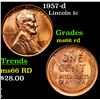 Image 1 : 1957-d Lincoln Cent 1c Grades GEM+ Unc RD