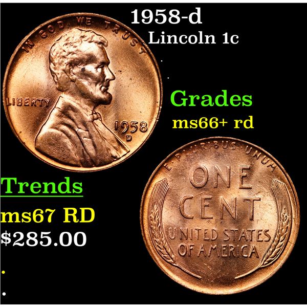 1958-d Lincoln Cent 1c Grades GEM++ RD