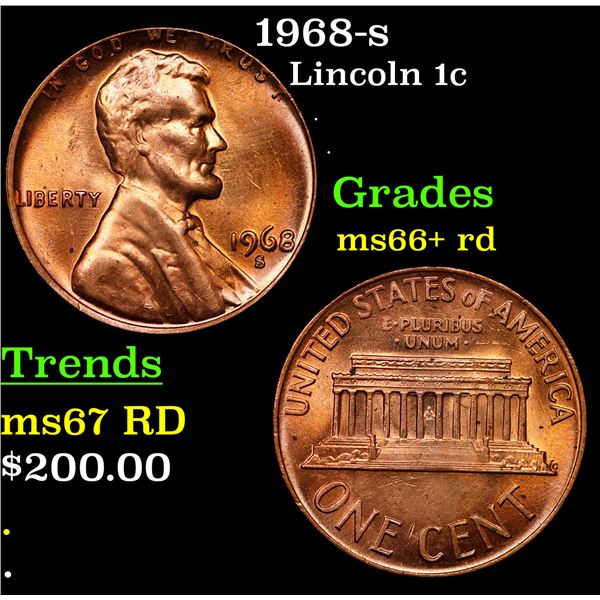 1968-s Lincoln Cent 1c Grades GEM++ RD