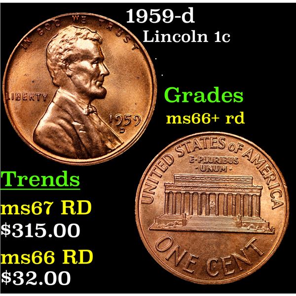 1959-d Lincoln Cent 1c Grades GEM++ RD