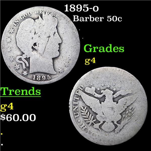1895-o Barber Half Dollars 50c Grades g, good