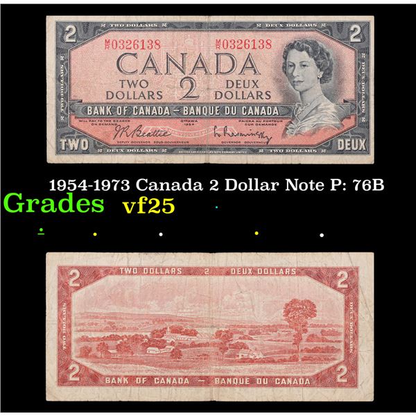 1954-1973 Canada 2 Dollar Note P: 76B Grades vf+