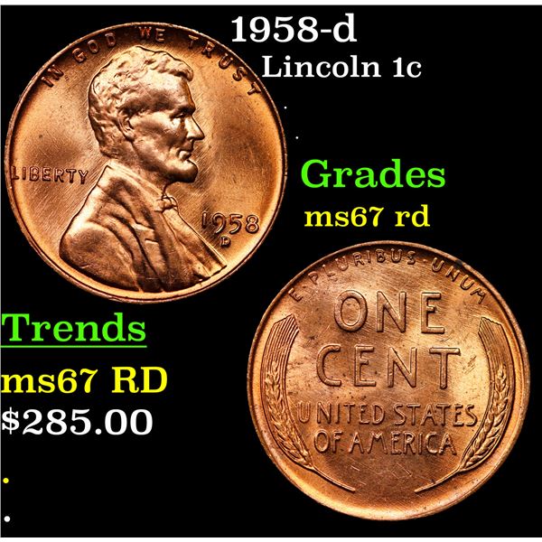 1958-d Lincoln Cent 1c Grades GEM++ Unc RD