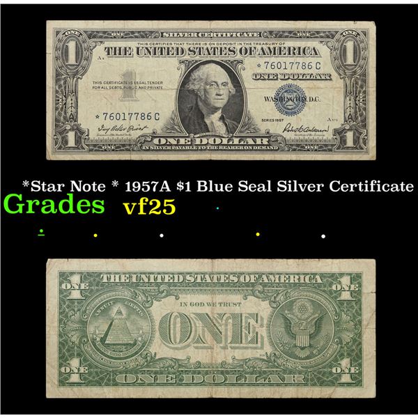 *Star Note * 1957A $1 Blue Seal Silver Certificate Grades vf+