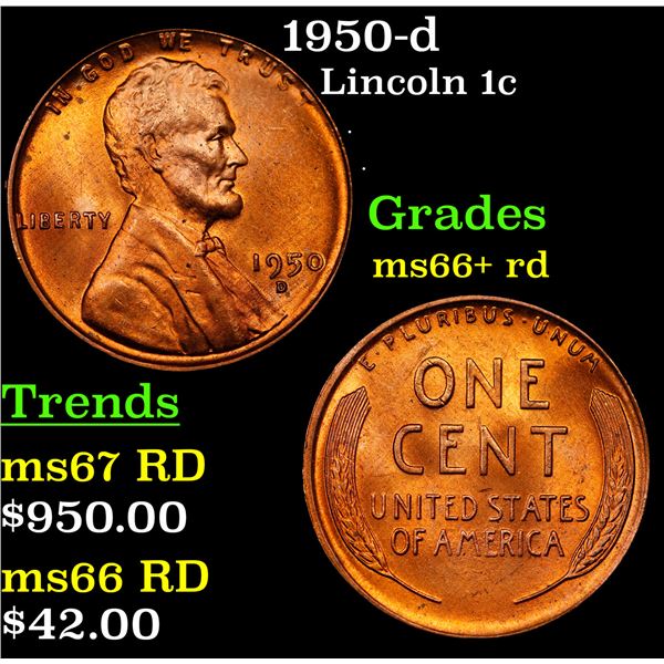 1950-d Lincoln Cent 1c Grades GEM++ RD