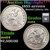 Image 1 : ***Auction Highlight*** 1855 arrows Seated Liberty Quarter 25c Graded ms64 BY SEGS (fc)