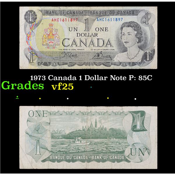 1973 Canada 1 Dollar Note P: 85C Grades vf+