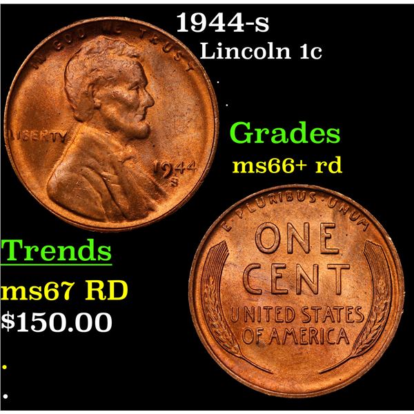 1944-s Lincoln Cent 1c Grades GEM++ RD