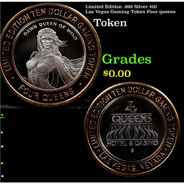 Limited Edition .999 Silver $10 Las Vegas Gaming Token Four queens