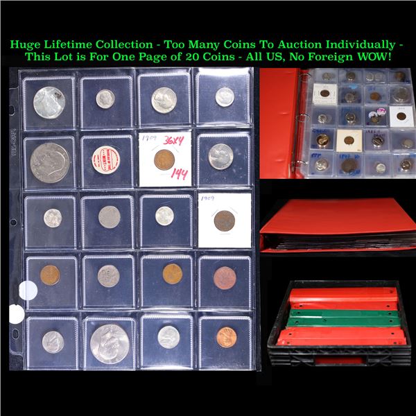 Huge Liifetime Collection - Too Many Coins To Auction Individually - This Lot is For One Page of 20 