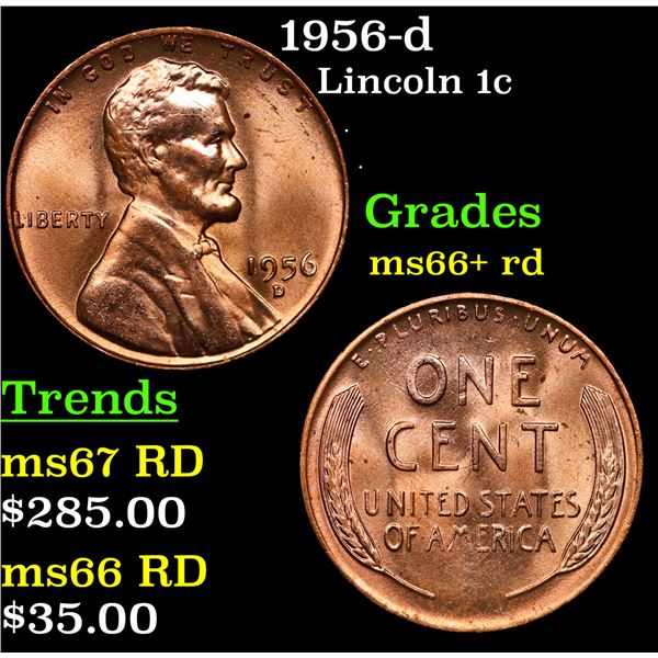 1956-d Lincoln Cent 1c Grades GEM++ RD