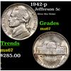 Image 1 : 1942-p Jefferson Nickel 5c Grades GEM++ Unc