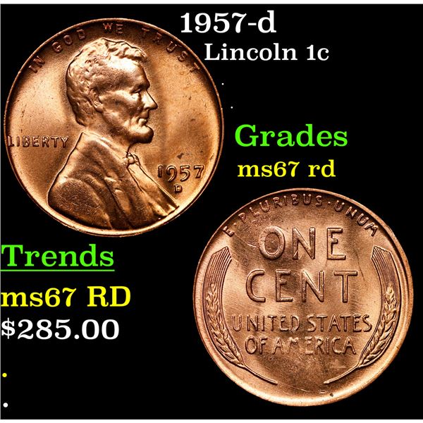 1957-d Lincoln Cent 1c Grades GEM++ Unc RD