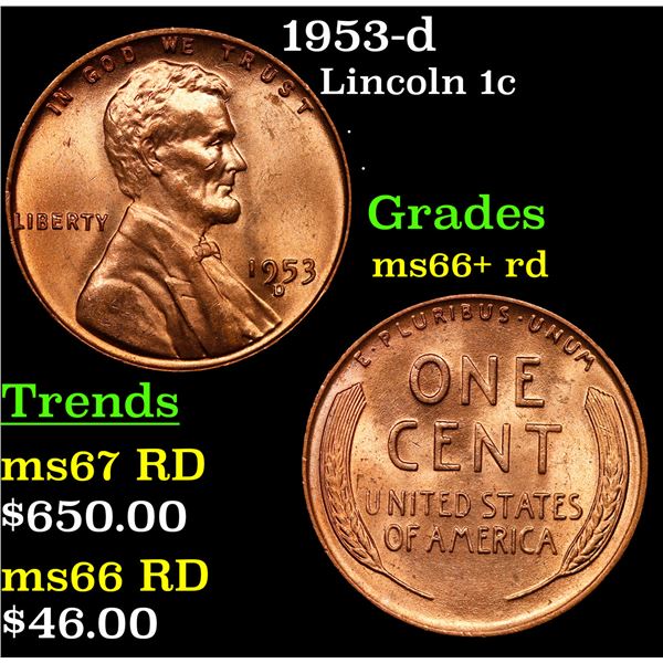 1953-d Lincoln Cent 1c Grades GEM++ RD