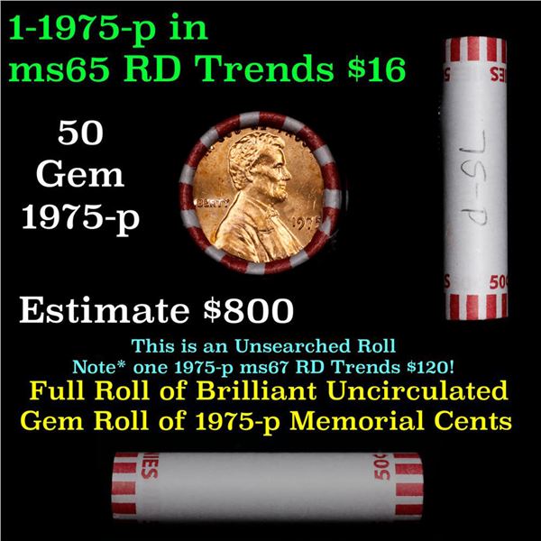 Shotgun Lincoln 1c roll, 1975-p 50 pcs Coin-Tainer Wrapper.