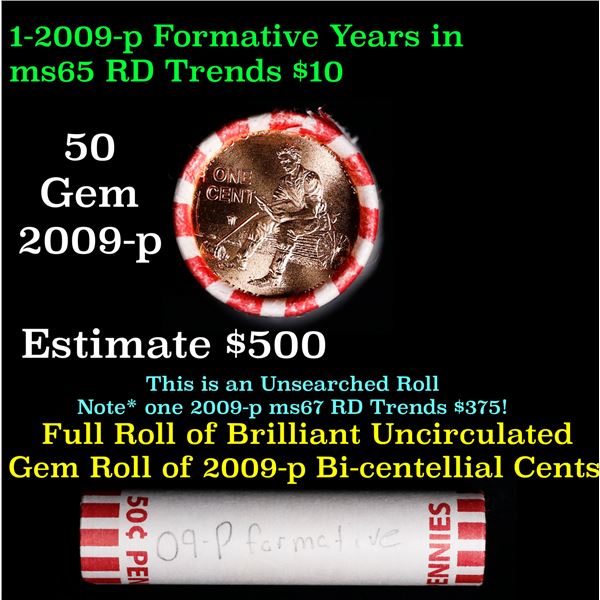 Shotgun Lincoln 1c roll, 2009-p Formative Years 50 pcs Brandt Wrapper.