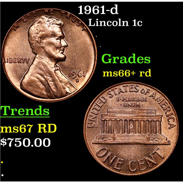 1961-d Lincoln Cent 1c Grades GEM++ RD
