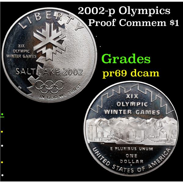 Proof 2002-p Olympics Modern Commem Dollar $1 Grades GEM++ Proof Deep Cameo