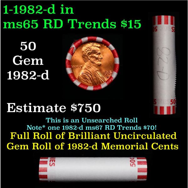 Shotgun Lincoln 1c roll, 1982-d 50 pcs Brandt Wrapper.