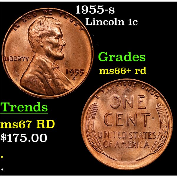 1955-s Lincoln Cent 1c Grades GEM++ RD
