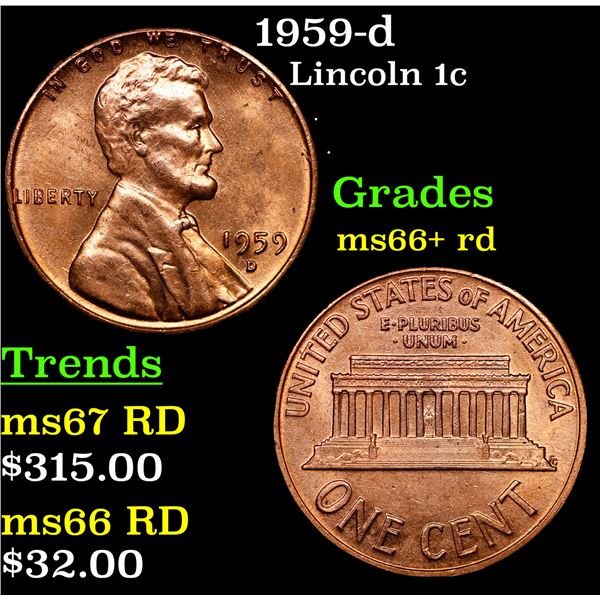 1959-d Lincoln Cent 1c Grades GEM++ RD