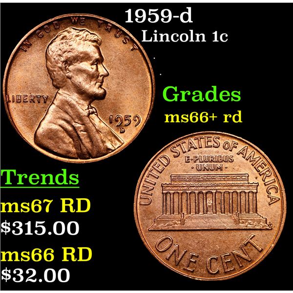 1959-d Lincoln Cent 1c Grades GEM++ RD