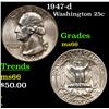 Image 1 : 1947-d Washington Quarter 25c Grades GEM+ Unc