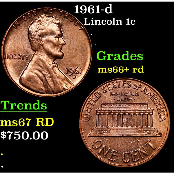 1961-d Lincoln Cent 1c Grades GEM++ RD