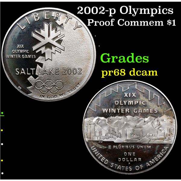 Proof 2002-p Olympics Modern Commem Dollar $1 Grades GEM++ Proof Deep Cameo