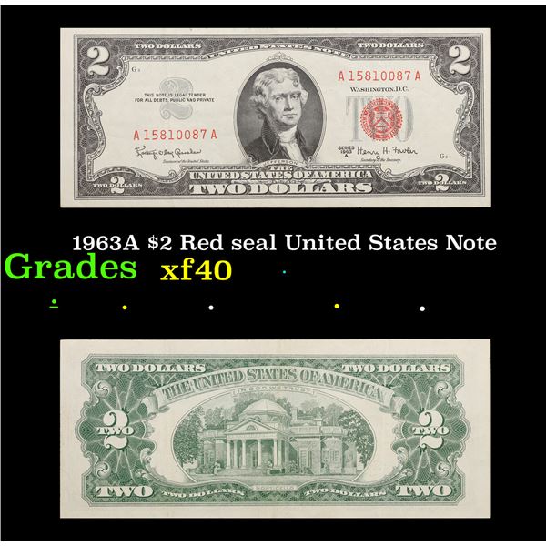 1963A $2 Red seal United States Note Grades xf