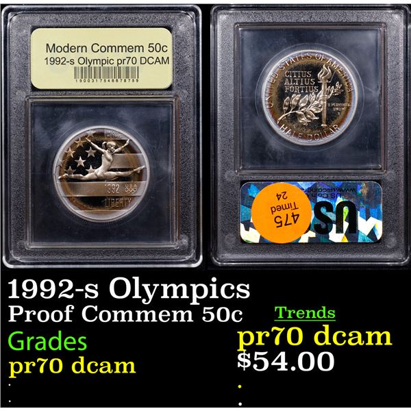 Proof 1992-s Olympics Modern Commem Half Dollar 50c Graded GEM++ Proof Deep Cameo By USCG
