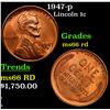 Image 1 : 1947-p Lincoln Cent 1c Grades GEM+ Unc RD