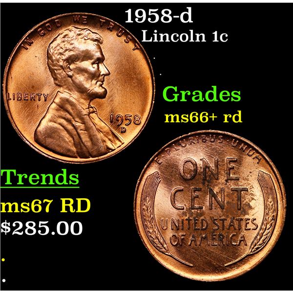 1958-d Lincoln Cent 1c Grades GEM++ RD