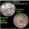 Image 1 : 1954-p Washington Quarter 25c Grades GEM+ Unc