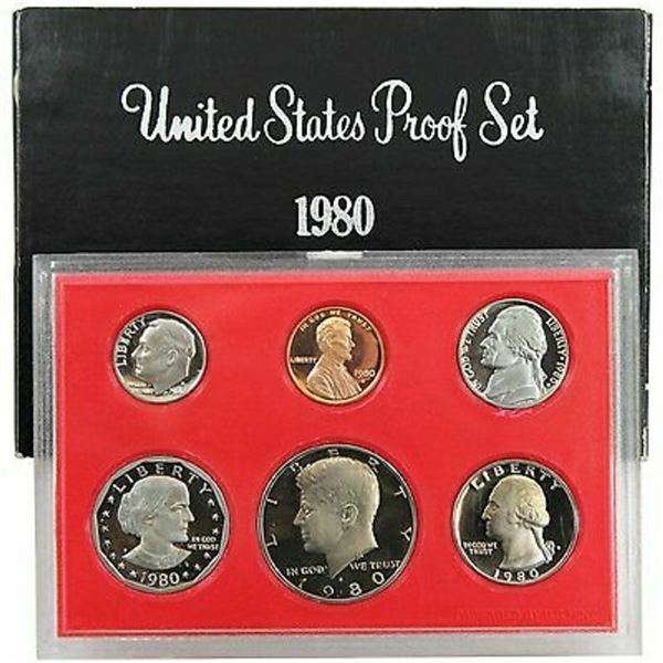 1980 United States Proof Set, 5 Coins Inside!