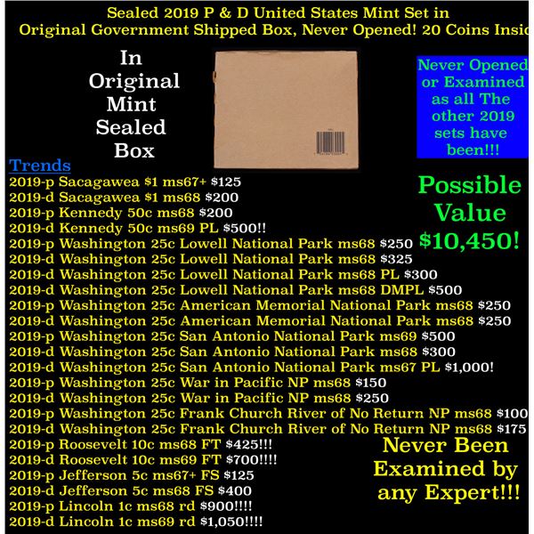 Sealed 2019 United States Mint Set in Original Government Shipped Box, Never Opened! 21 Coins Inside