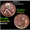 Image 1 : 1941-s Lincoln Cent 1c Grades GEM+ Unc RD