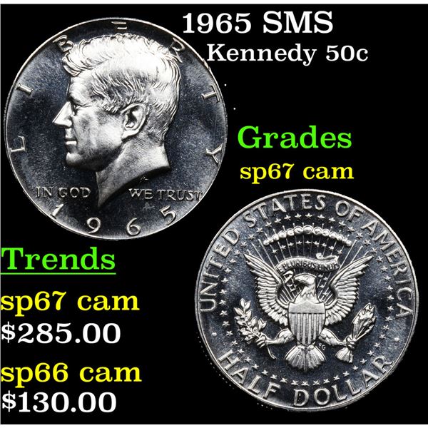 1965 SMS Kennedy Half Dollar 50c Grades sp67 cam