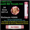 Image 1 : Shotgun Lincoln 1c roll, 1977-d 50 pcs Brandt 50c Wrapper.