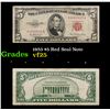 Image 1 : 1953 $5 Red Seal Note Grades vf+