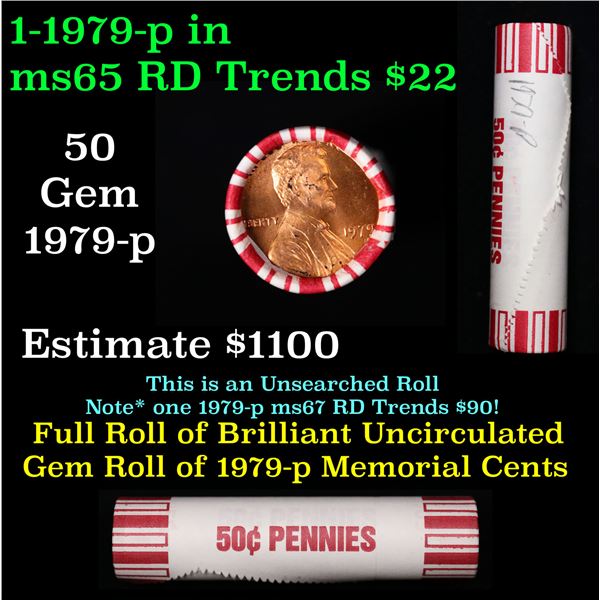 Shotgun Lincoln 1c roll, 1979-p 50 pcs Brandt 50c Wrapper.