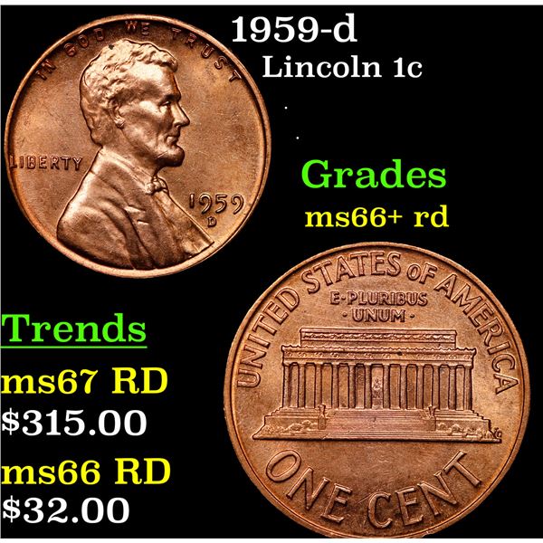 1959-d Lincoln Cent 1c Grades GEM++ RD