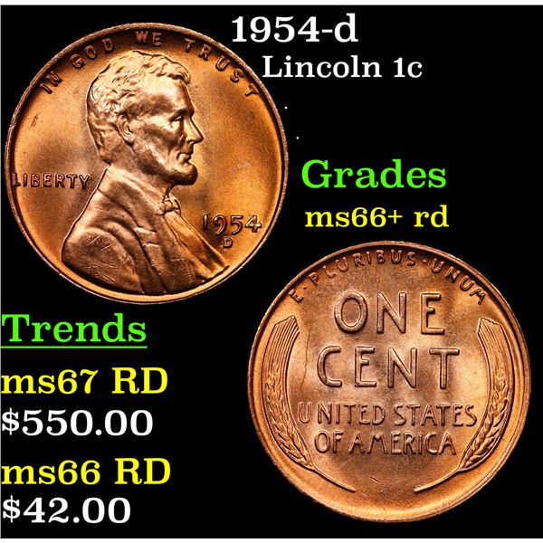 1954-d Lincoln Cent 1c Grades GEM++ RD