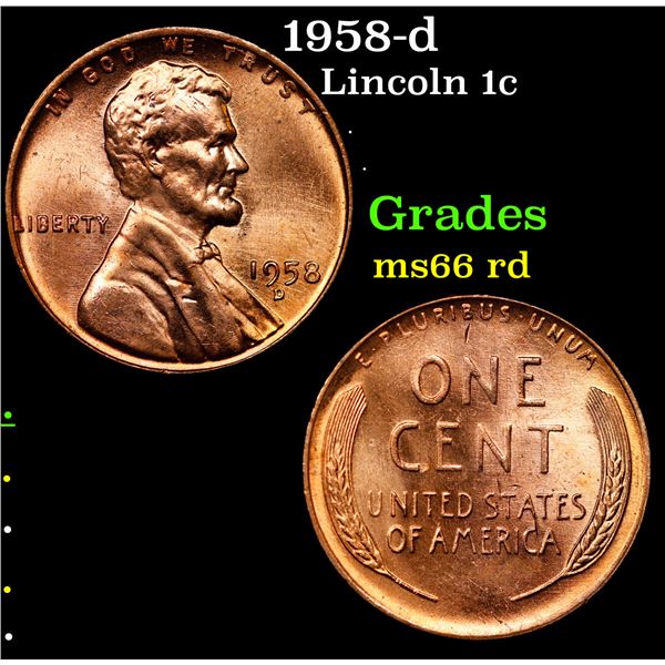 1958-d Lincoln Cent 1c Grades GEM+ Unc RD