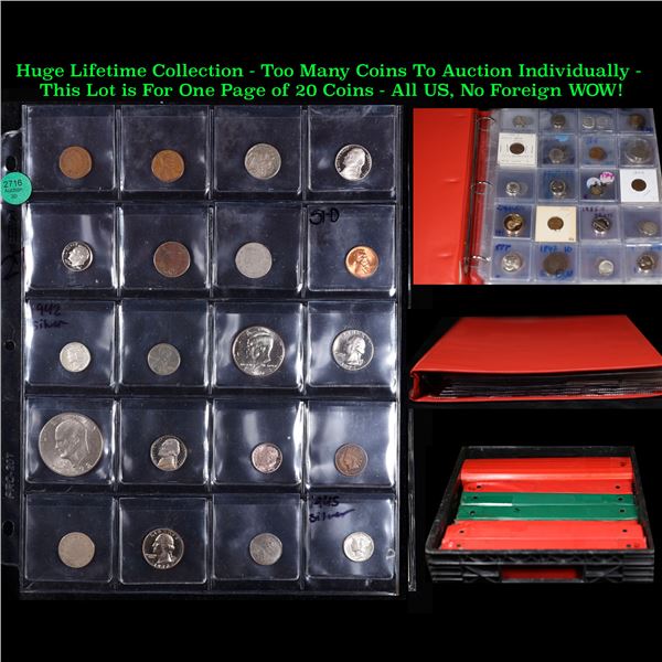 Huge Liifetime Collection - Too Many Coins To Auction Individually - This Lot is For One Page of 20 
